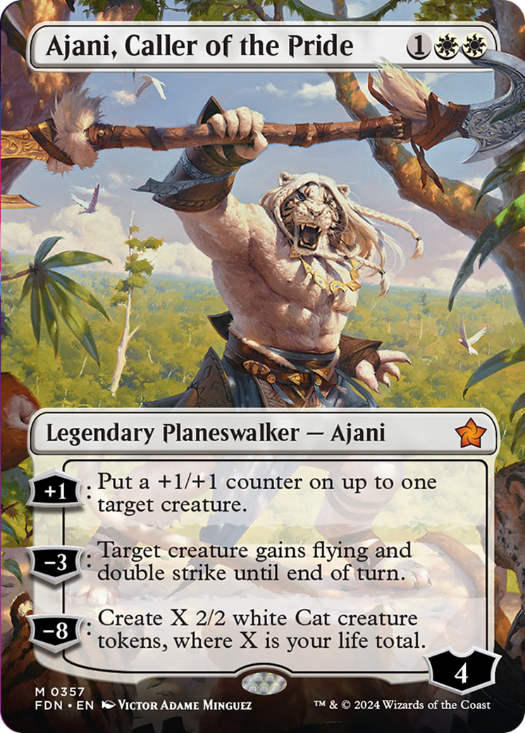 Ajani, Caller of the Pride (Borderless) [Foundations] | Good Games Adelaide SA