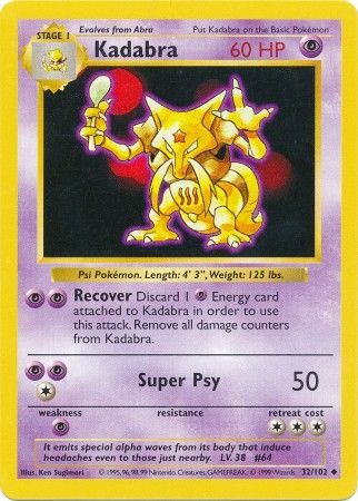 Kadabra (32/102) [Base Set Shadowless Unlimited] | Good Games Adelaide SA