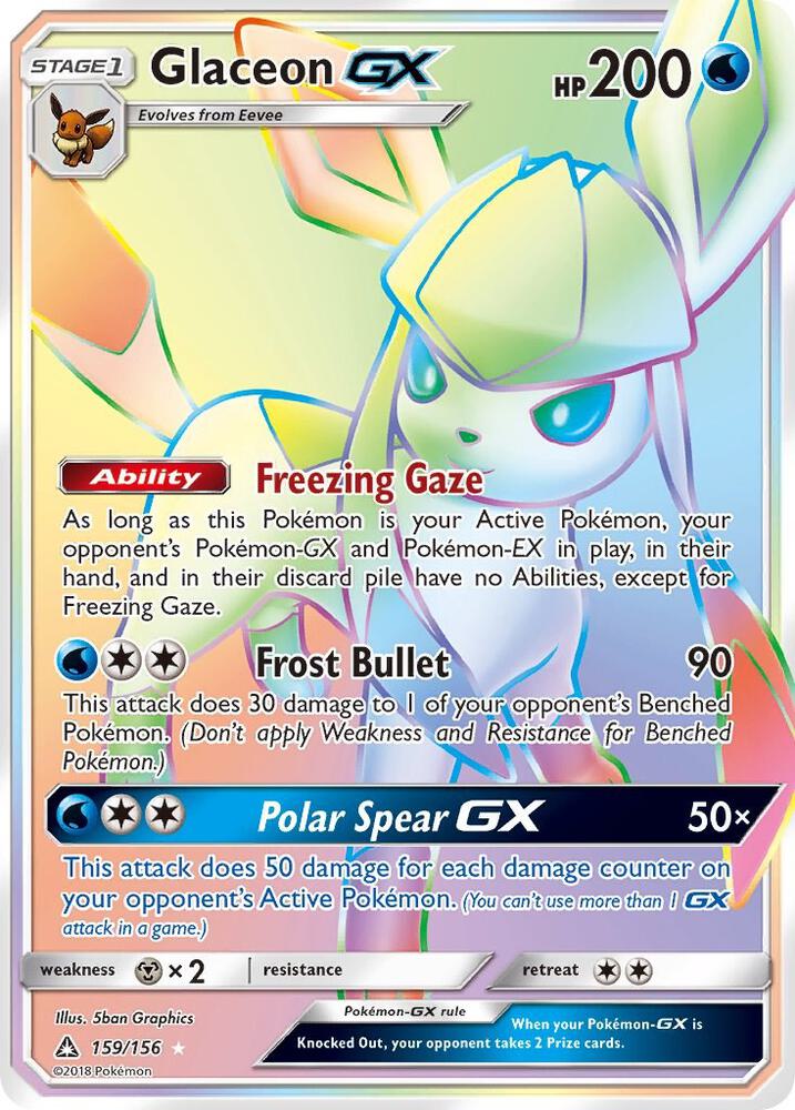 Glaceon GX Secret Rare 159/156 (SM - Ultra Prism)  - Holofoil | Good Games Adelaide SA