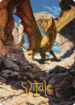 Ancient Brass Dragon Art Card (02) (Gold-Stamped Signature) [Commander Legends: Battle for Baldur's Gate Art Series] | Good Games Adelaide SA