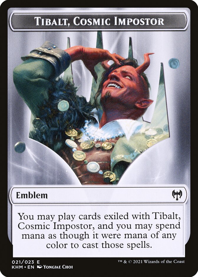 Treasure // Emblem - Tibalt, Cosmic Impostor Double-sided Token [Kaldheim Tokens] | Good Games Adelaide SA