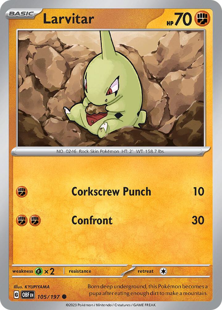 Larvitar 105/197 (SV03: Obsidian Flames)  | Good Games Adelaide SA
