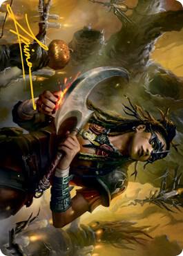 Harvesttide Sentry Art Card Gold Stamped Signature 47 (Art Series: Innistrad: Midnight Hunt)  | Good Games Adelaide SA