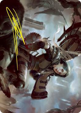 Sawblade Slinger Art Card Gold Stamped Signature 54 (Art Series: Innistrad: Crimson Vow)  | Good Games Adelaide SA