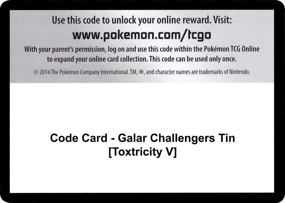 Code Card Galar Challengers Tin Toxtricity V  (Miscellaneous Cards & Products)  | Good Games Adelaide SA