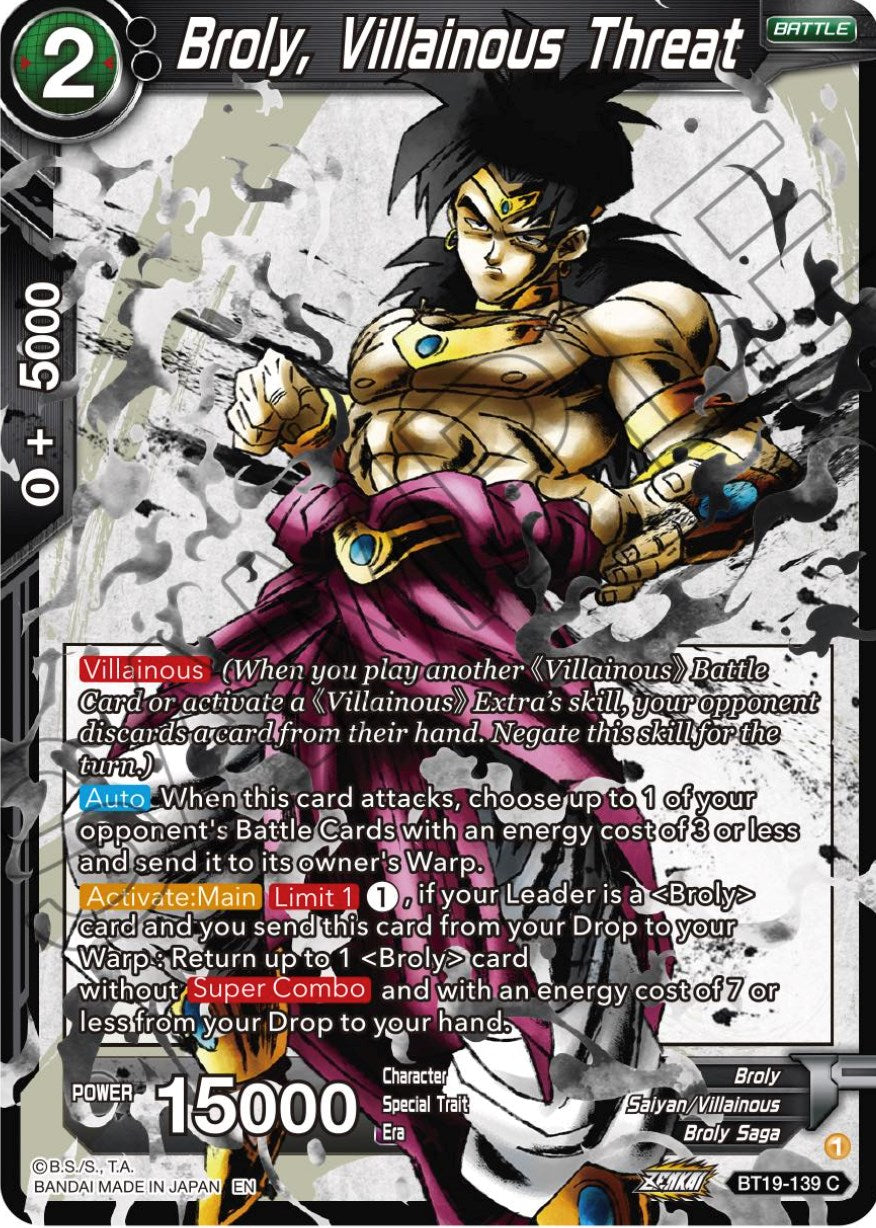 Broly, Villainous Threat (BT19-139) [Fighter's Ambition] | Good Games Adelaide SA