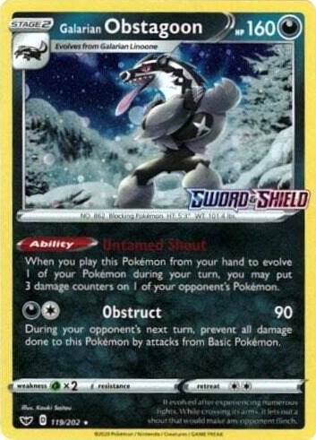 Galarian Obstagoon 119/202 (Miscellaneous Cards & Products)  - Cosmo Holofoil | Good Games Adelaide SA