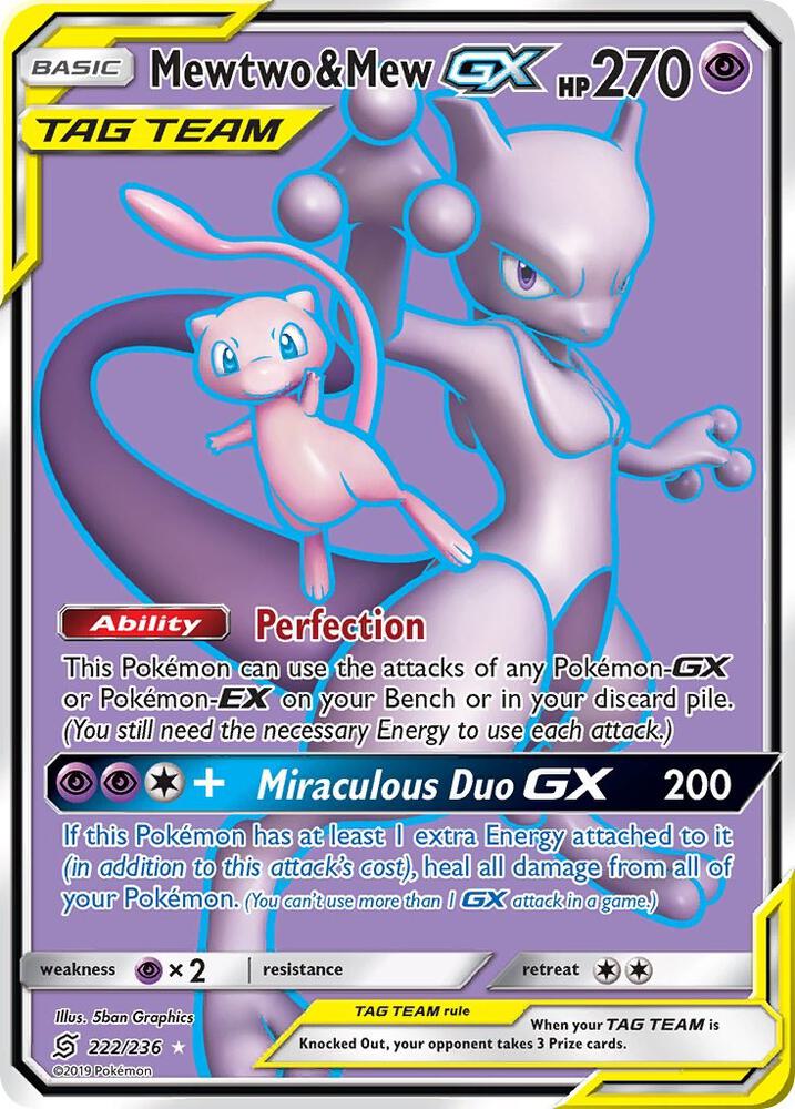Mewtwo and Mew GX Full Art 222/236 (SM - Unified Minds)  - Holofoil | Good Games Adelaide SA