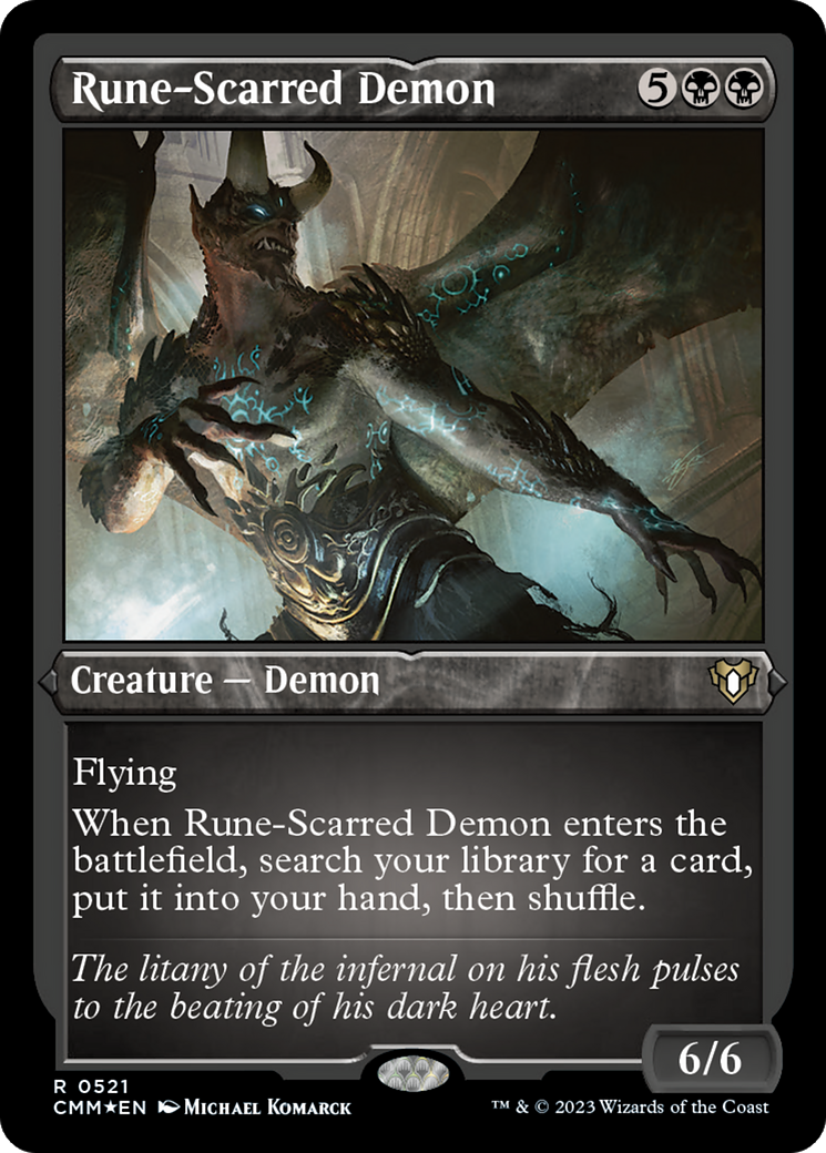 Rune-Scarred Demon (Foil Etched) [Commander Masters] | Good Games Adelaide SA
