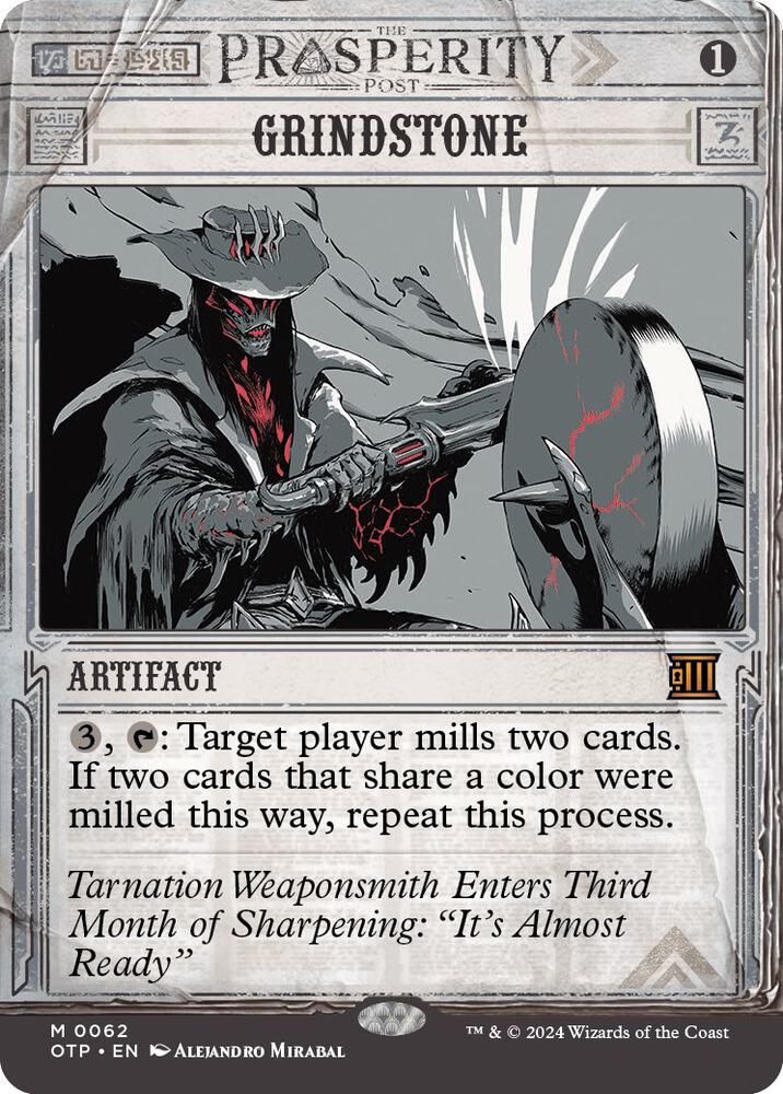 Grindstone 62 (Outlaws of Thunder Junction: Breaking News)  - Foil | Good Games Adelaide SA