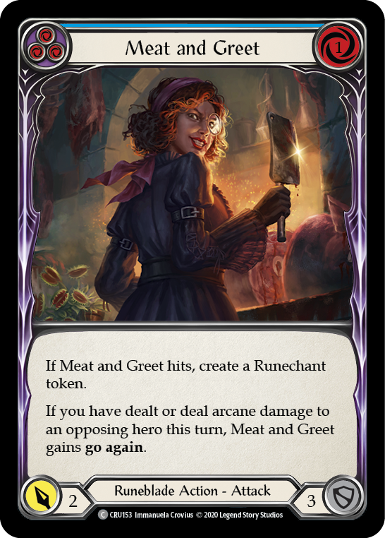 Meat and Greet (Blue) [CRU153] 1st Edition Rainbow Foil | Good Games Adelaide SA