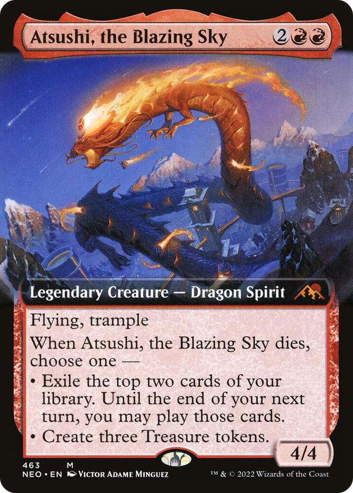 Atsushi, the Blazing Sky 463 (Kamigawa: Neon Dynasty)  - Extended Art Foil | Good Games Adelaide SA