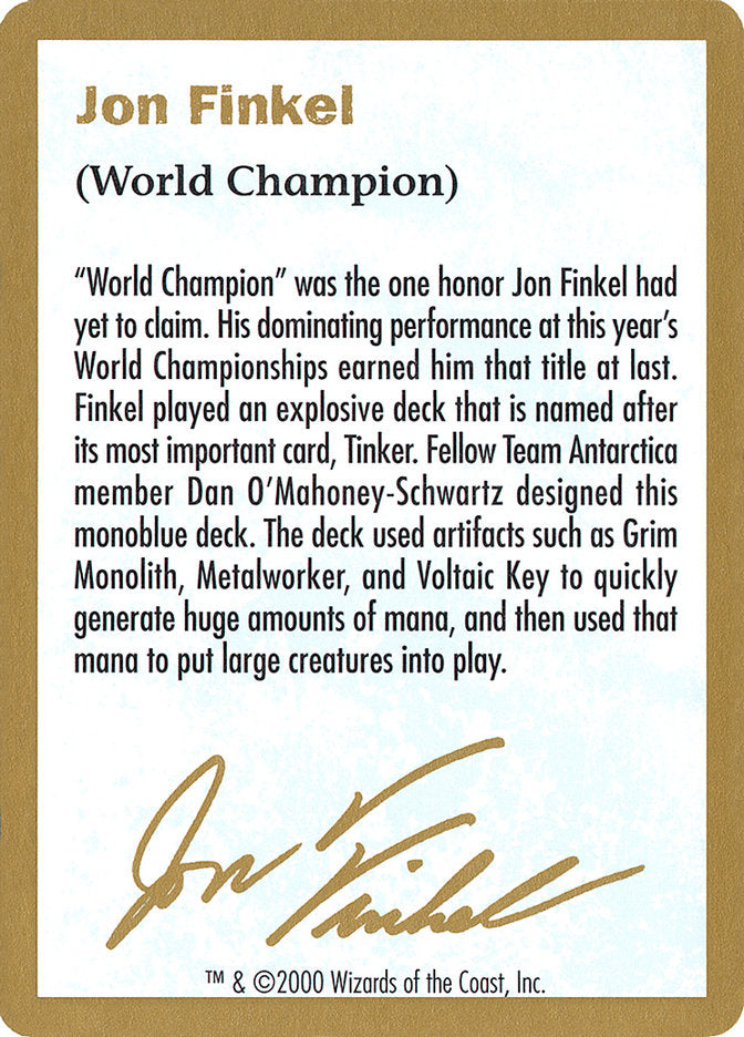 Jon Finkel Bio [World Championship Decks 2000] | Good Games Adelaide SA