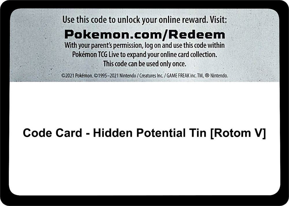 Code Card Hidden Potential Tin Rotom V  (Miscellaneous Cards & Products)  | Good Games Adelaide SA