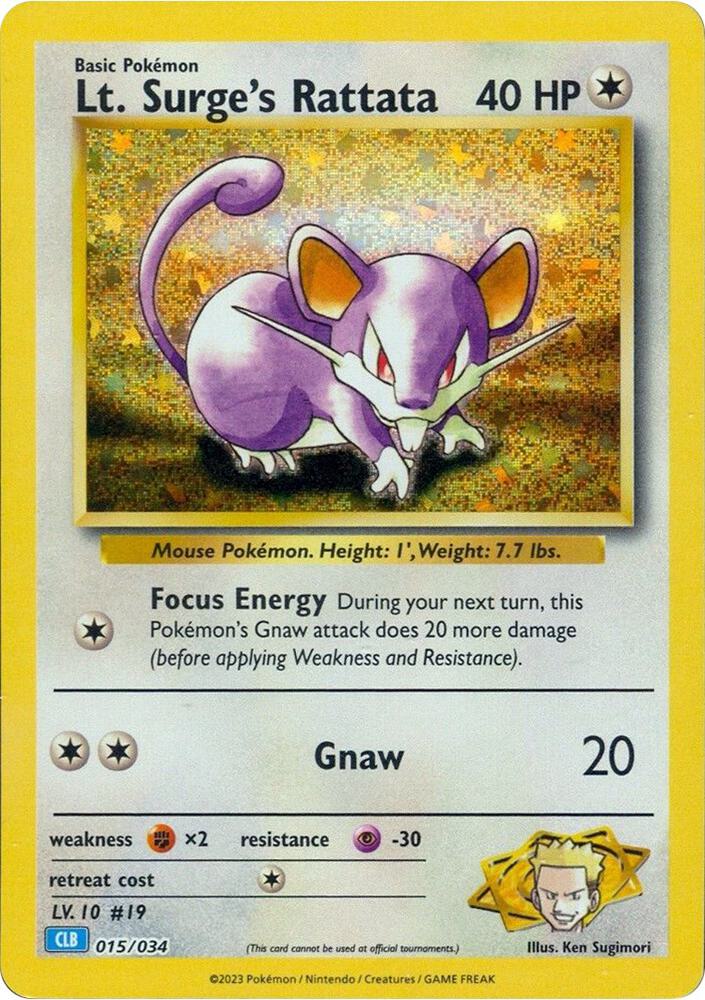 Lt. Surge's Rattata 015/034 (Trading Card Game Classic)  - Holofoil | Good Games Adelaide SA