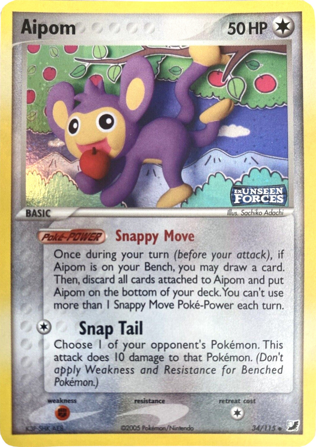 Aipom (34/115) (Stamped) [EX: Unseen Forces] | Good Games Adelaide SA