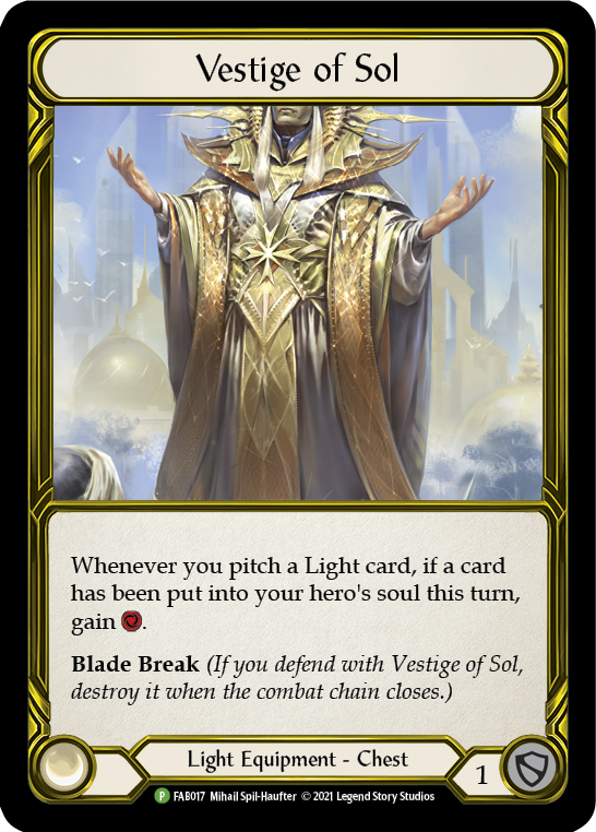 Vestige of Sol (Golden) [FAB017] (Promo)  Cold Foil | Good Games Adelaide SA